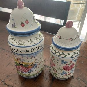 Pamela Shilin Palmer Canisters 2 Pcs Home Storage Enesco